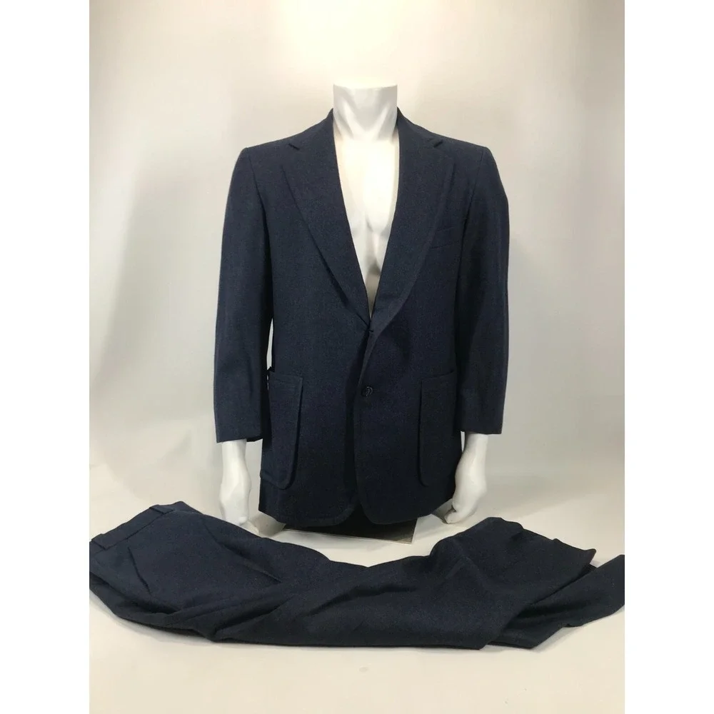 Hickey Freeman Mens Blue Wool Suit Size‎ 44R
